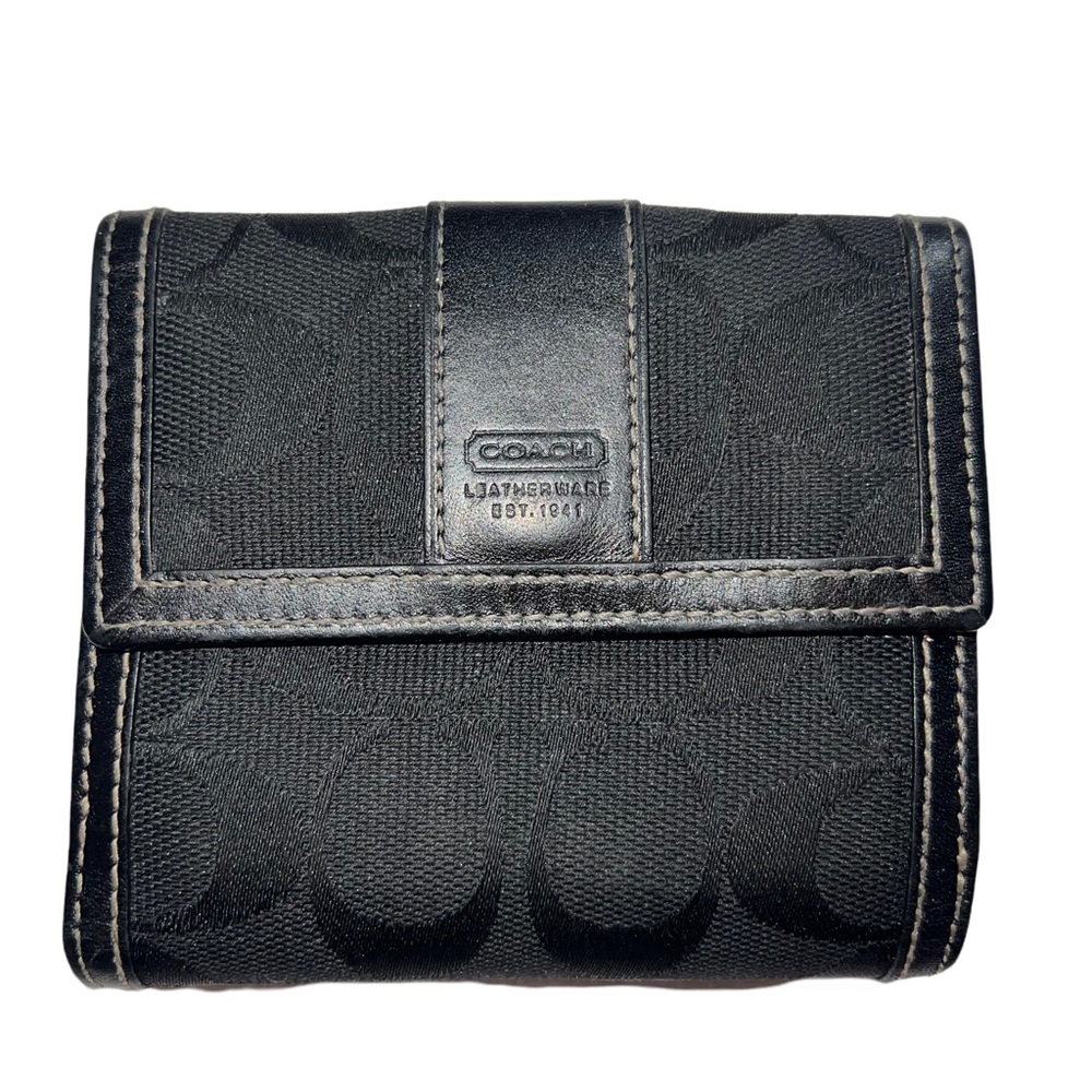 Coach Wallet Purse Bifold Signature Black Authentic Used